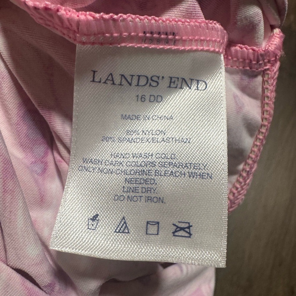 Lands End Women Shirred Pink Tankini Sz 16 DD Adjustable Straps Padded Underwire - Picture 6 of 6